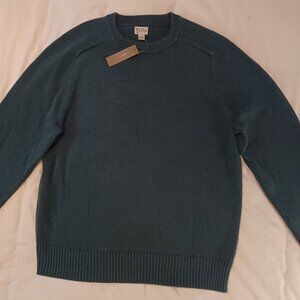 J Crew Heritage Cotton Green Crew Neck Sweater Size Large NWT
